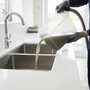 A person easily emptying the dirty water tank of a wet and dry vacuum into a drain.