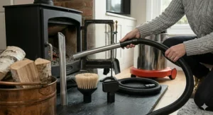 Various nozzle attachments including a slim crevice tool for cleaning narrow fireplace grates.