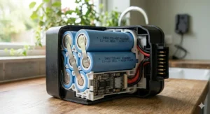 Internal view of high-grade lithium-ion cells used in premium cordless vacuum replacement packs.