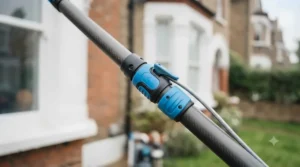 Lightweight aluminium telescopic pole with ergonomic locking mechanism