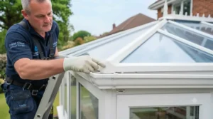 A bottle of biodegradable, eco-friendly conservatory roof cleaner suitable for UPVC and glass.
