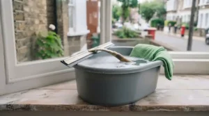 Robust window cleaning bucket designed for professional squeegees and washers.