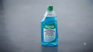 Bottle of concentrated professional window cleaning liquid for a smear-free finish.