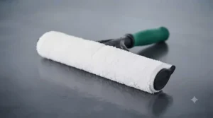 Professional T-bar washer with absorbent sleeve for cleaning window glass.
