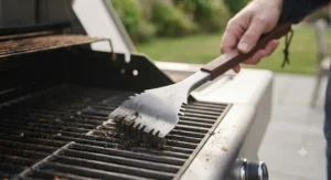 Bristle-free scraper style grill brush for BBQ safety and wire-free cleaning.