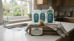 Summary graphic highlighting the ultimate money-saving benefits of buying concentrated washing-up liquid in bulk.