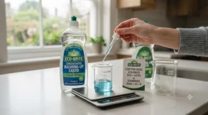 Infographic comparing the cost per wash of standard versus concentrated washing-up liquid for British households.