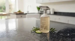 Infographic highlighting pH-balanced ingredients found in safe kitchen spray for granite worktops.