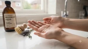 Gentle, dermatologist-tested eco washing-up liquid suitable for sensitive skin.
